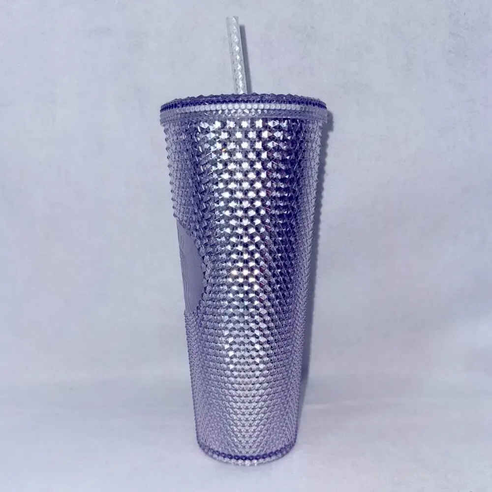 NWT Starbucks Insulated Acrylic Tumbler with Straw Silver Studded 24oz New